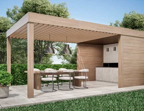 Pergola donnant sur une cuisine d'été